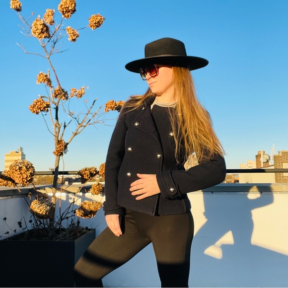 Coach 100% WOOL Gold Buttons Blazer Crop Thick Wool Windbreaker Blazer Pea Coat - Picture 16 of 17